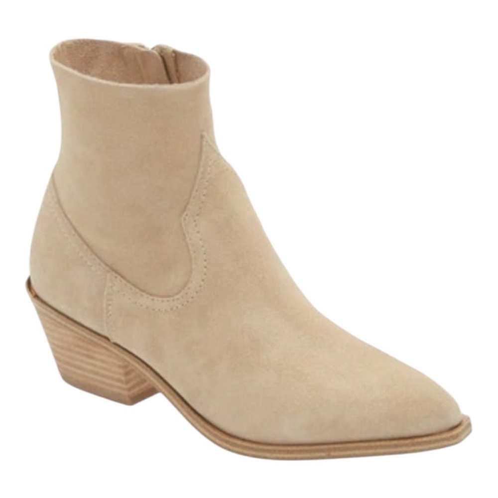 Steve Madden Braylen Pointed Toe Bootie In Sand Suede